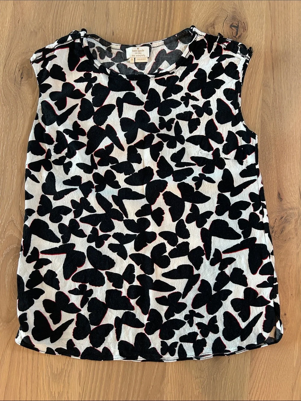 kate spade Butterfly Print Sleeveless Tank in Black and White